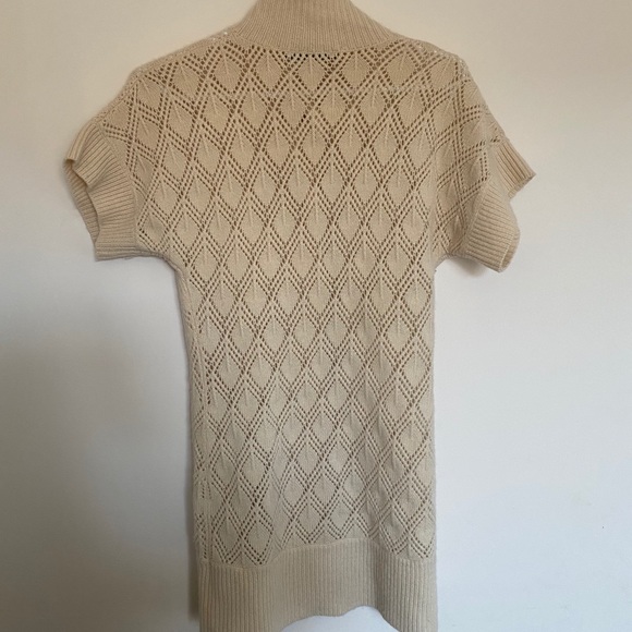 Trina Turk cashmere wool cream pointelle knit card - Picture 2 of 6